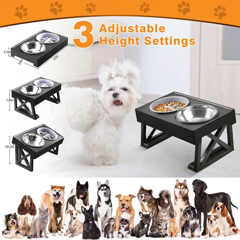 Bols Surélevés Pour Chien, Support Réglable En Hauteur, Plat D'Alimentation Lente Pour Animaux De Compagnie, Tapis De Repas Pour Chien, Tapis De Bol Surélevé