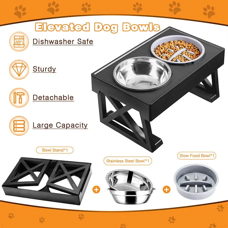 Bols Surélevés Pour Chien, Support Réglable En Hauteur, Plat D'Alimentation Lente Pour Animaux De Compagnie, Tapis De Repas Pour Chien, Tapis De Bol Surélevé