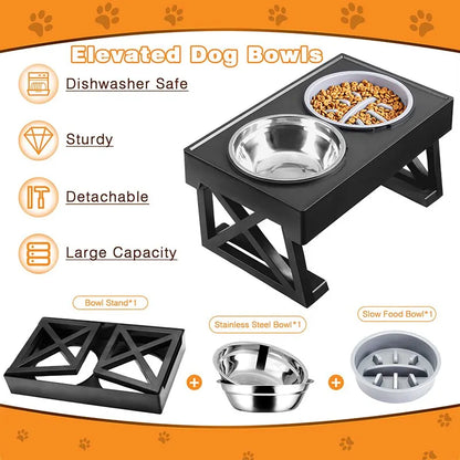 Bols Surélevés Pour Chien, Support Réglable En Hauteur, Plat D'Alimentation Lente Pour Animaux De Compagnie, Tapis De Repas Pour Chien, Tapis De Bol Surélevé