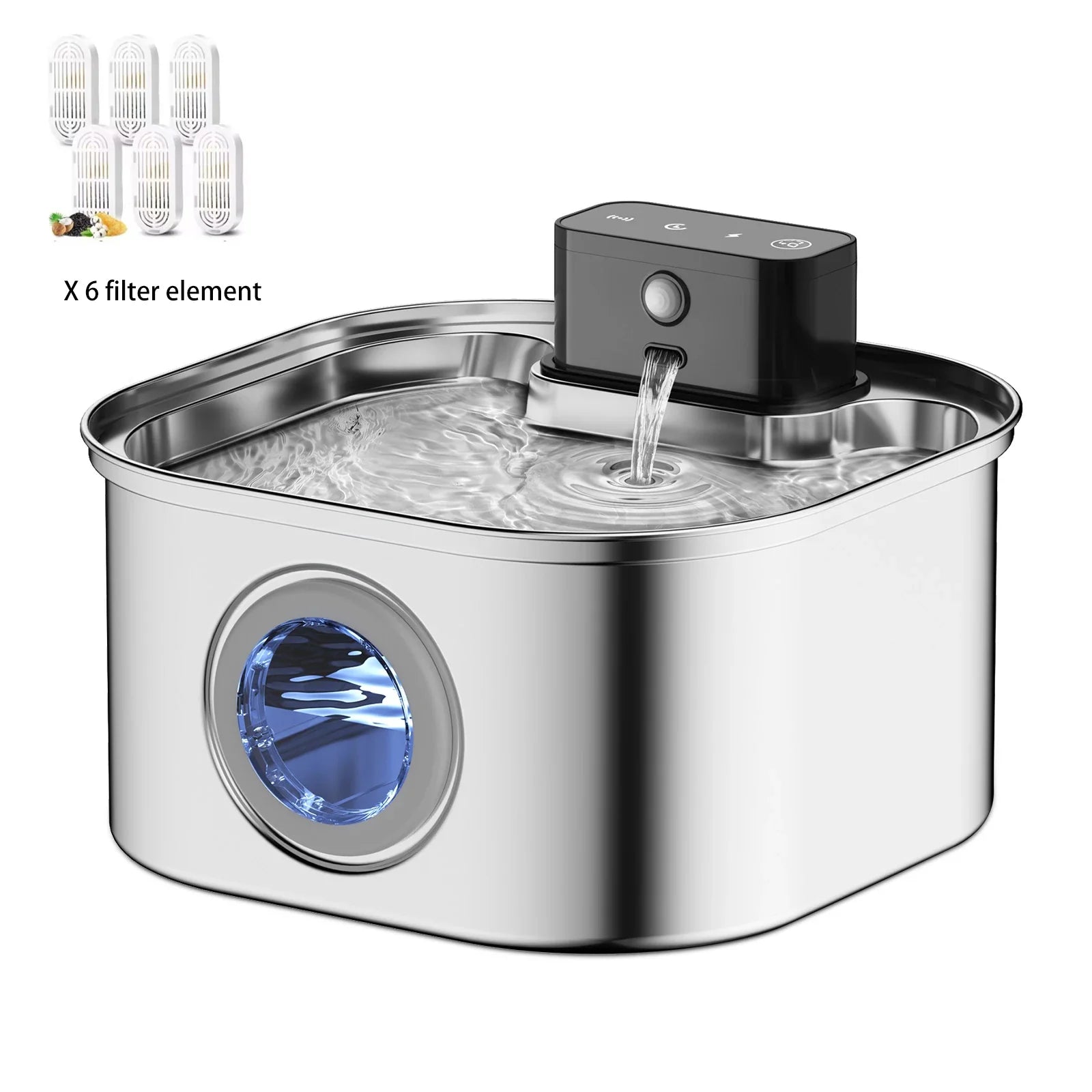 Fontaine À Eau Sans Fil Pour Animaux De Compagnie, 3,2 L, Acier Inoxydable, Batterie 62, Capteur De Mouvement, Fontaine Filtrée Silencieuse Pour Chat Et Chien