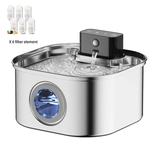 Fontaine À Eau Sans Fil Pour Animaux De Compagnie, 3,2 L, Acier Inoxydable, Batterie 62, Capteur De Mouvement, Fontaine Filtrée Silencieuse Pour Chat Et Chien